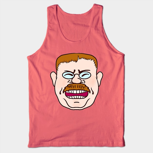 Cartoon Face of Teddy Roosevelt Lauging Tank Top by Vector Deluxe